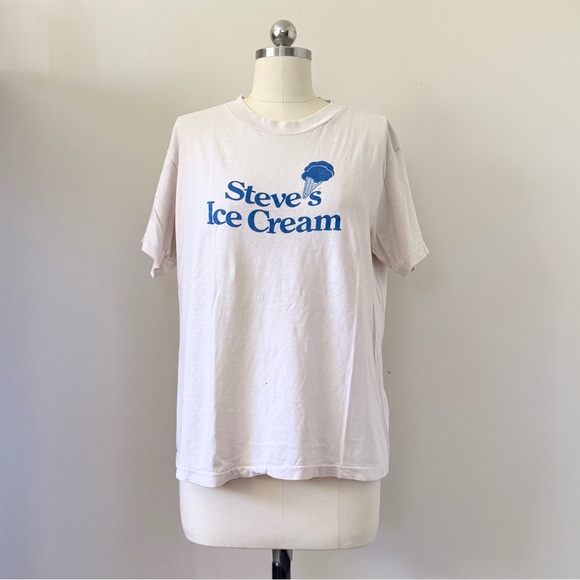 Vintage Tops - Vintage Steve’s Ice Cream Single Stitch Tee 80s Food Logo Shirt